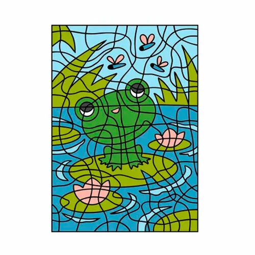 Цветной вариант раскраски по номерам: лягушка