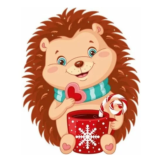 Цветной вариант раскраски ежик каваи