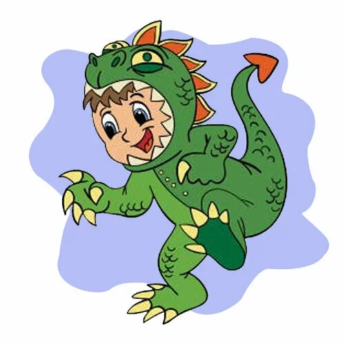 Цветной пример раскраски в костюме дракона