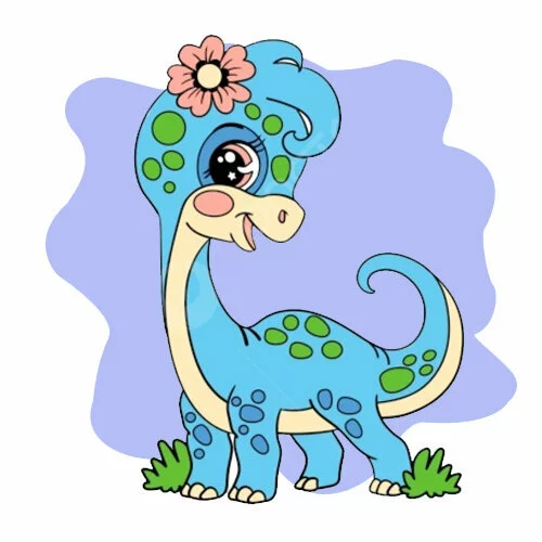 Цветной вариант раскраски супер милый дракон с подарком