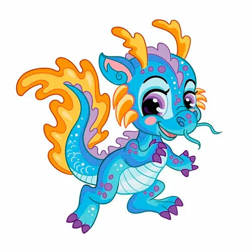 Цветной пример раскраски очень красивый дракон