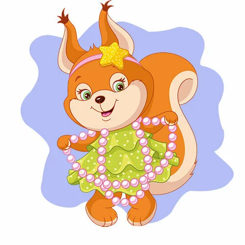 Цветной вариант раскраски белка новогодняя