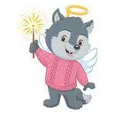 Цветной пример раскраски новогодний волк