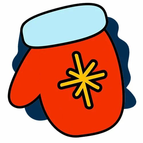 Цветной вариант раскраски варежка для деда мороза