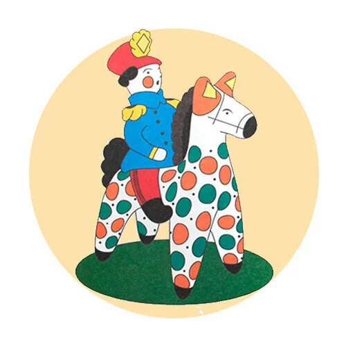 Цветной пример раскраски на лошадке дымковская игрушка