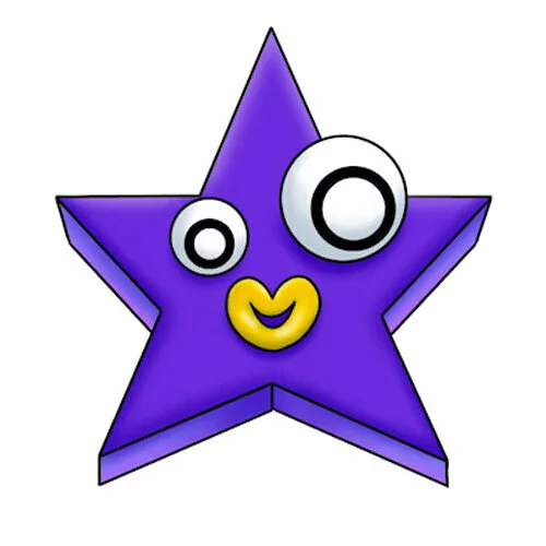 Цветной вариант раскраски пурпурная звезда цифровой цирк