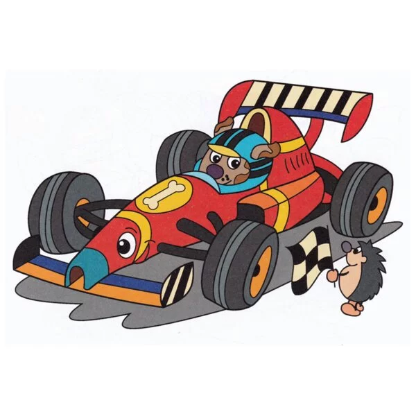 Цветной вариант раскраски картинг машинка