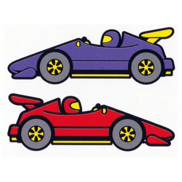 Цветной вариант раскраски две гоночных машинки