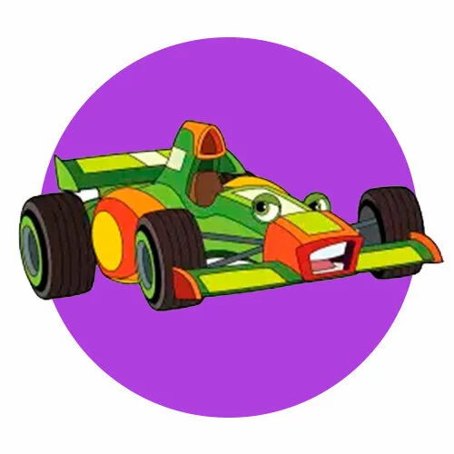 Цветной вариант раскраски формула 1 машина с глазками