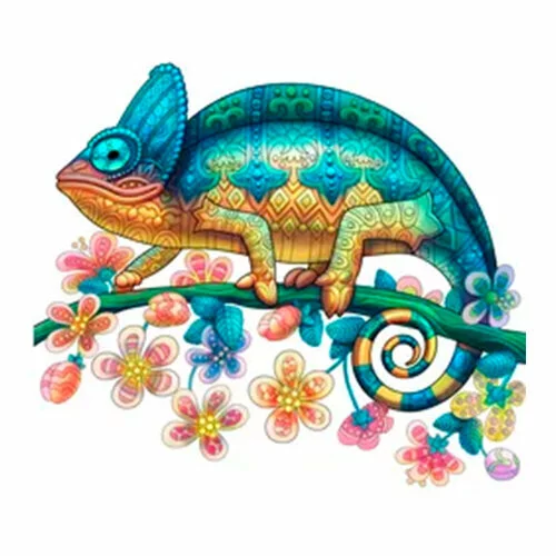 Цветной вариант раскраски антистресс хамелеон