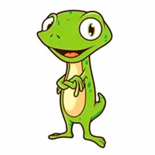 Цветной вариант раскраски ящерица стоит