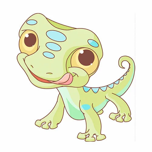 Цветной пример раскраски малыш-ящерица