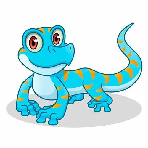 Цветной вариант раскраски ящерица смотрит