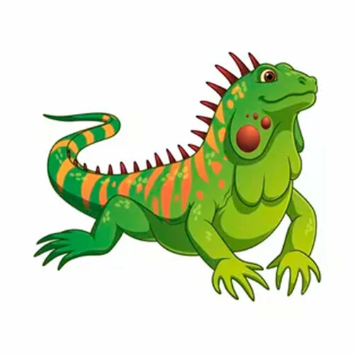 Цветной вариант раскраски красивая игуана