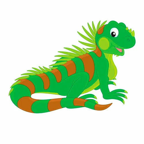 Цветной вариант раскраски игуана улыбается