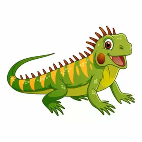 Цветной вариант раскраски игуана смеется