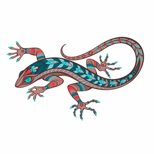 Цветной пример раскраски ящерица с узорами