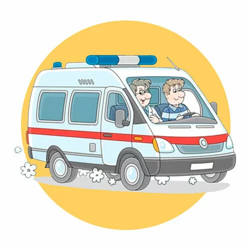 Цветной вариант раскраски скорая помощь едет на вызов