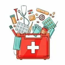 Цветной вариант раскраски скорая помощь аптечка с лекарствами