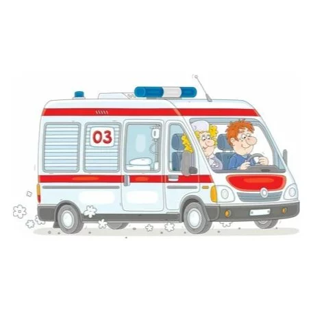 Цветной пример раскраски скорая помощь на вызове