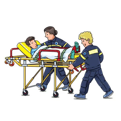 Цветной вариант раскраски скорая помощь пострадавшему