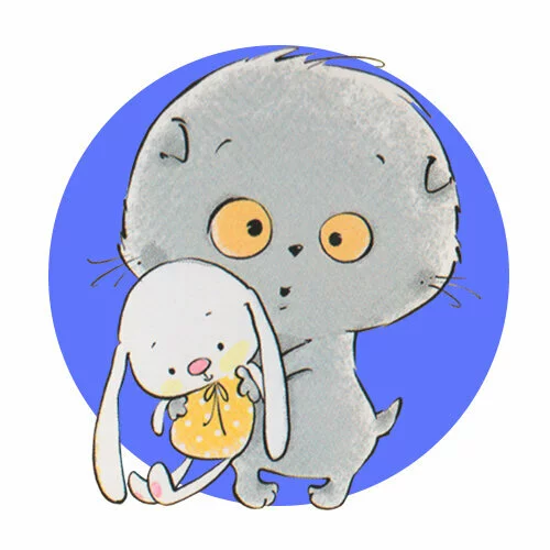 Цветной вариант раскраски басик и игрушка