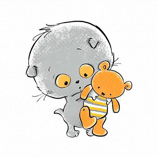 Цветной вариант раскраски басик с медвежонком