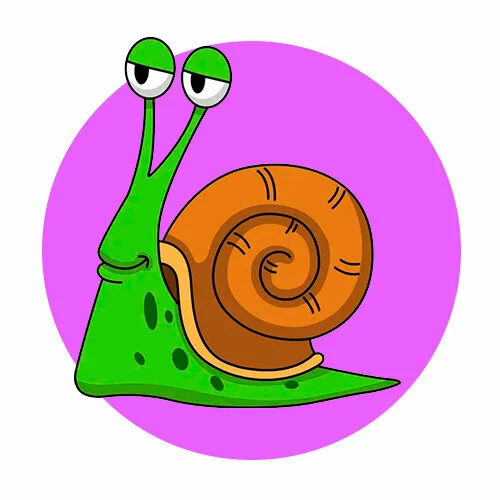 Цветной вариант раскраски деловая улитка