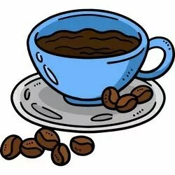 Цветной вариант раскраски кофе и чашка