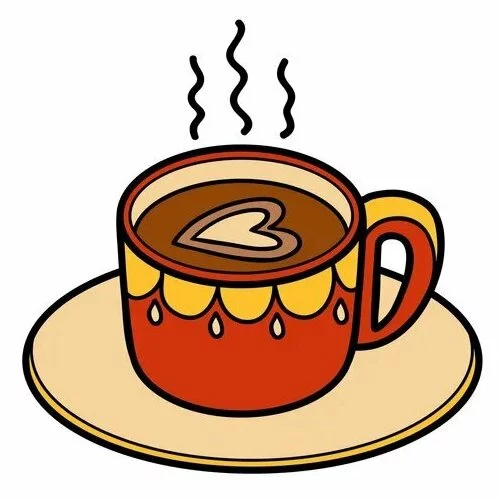 Цветной вариант раскраски капучино в чашке