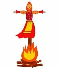 Цветной вариант раскраски чучело на масленица