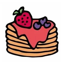 Цветной вариант раскраски блины с клубникой масленица