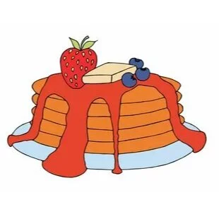 Цветной вариант раскраски стопка блины масленица