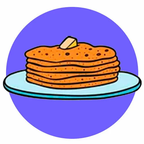 Цветной вариант раскраски блины на тарелке масленица