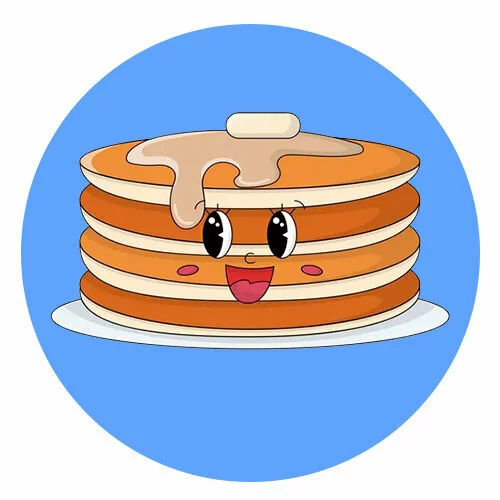 Цветной вариант раскраски блины с глазками масленица