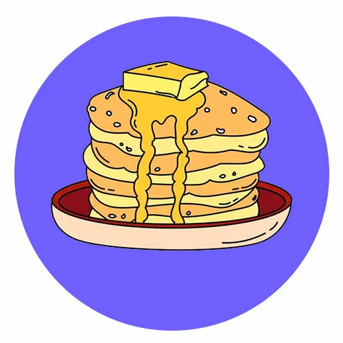 Цветной вариант раскраски блины с маслом масленица