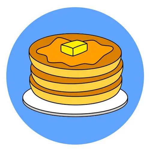 Цветной вариант раскраски обведи блины масленица