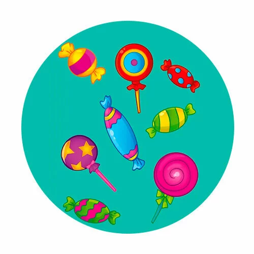 Цветной вариант раскраски выбери сладости