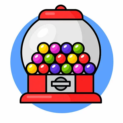 Цветной вариант раскраски автомат со сладостями