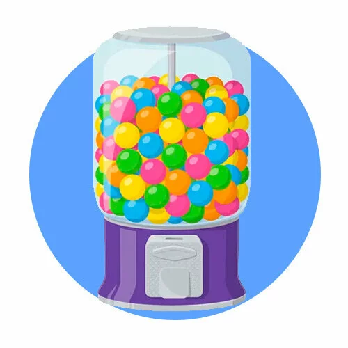 Цветной вариант раскраски автомат с жвачками