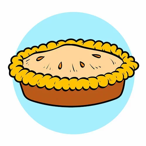 Цветной вариант раскраски пирог свежий