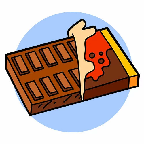 Цветной вариант раскраски шоколад молодчный