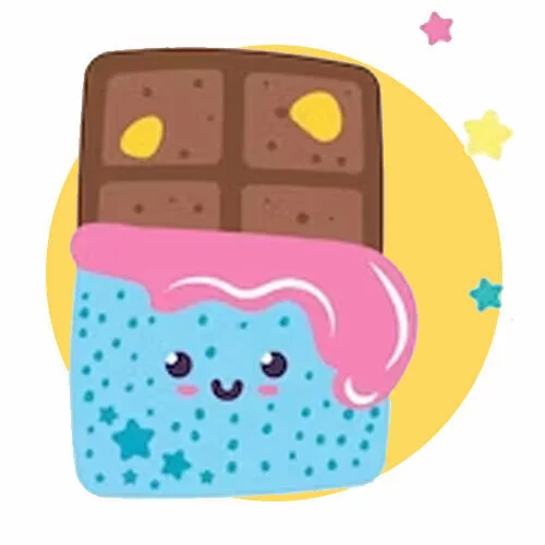 Цветной вариант раскраски шоколад каваи