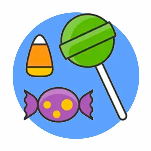 Цветной пример раскраски леденец конфеты