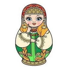 Цветной вариант раскраски русская матрешка танец