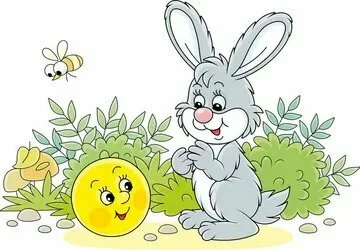 Цветной пример раскраски колобок встретил зайчика