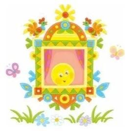 Цветной пример раскраски колобок на окне