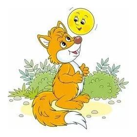 Цветной пример раскраски колобок на носу лисы