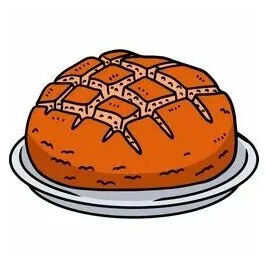 Цветной вариант раскраски хрустящий хлеб