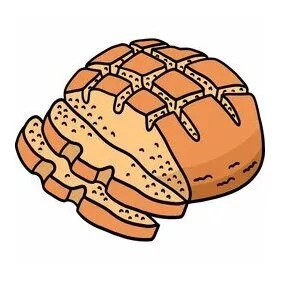 Цветной пример раскраски круглый ржаной хлеб